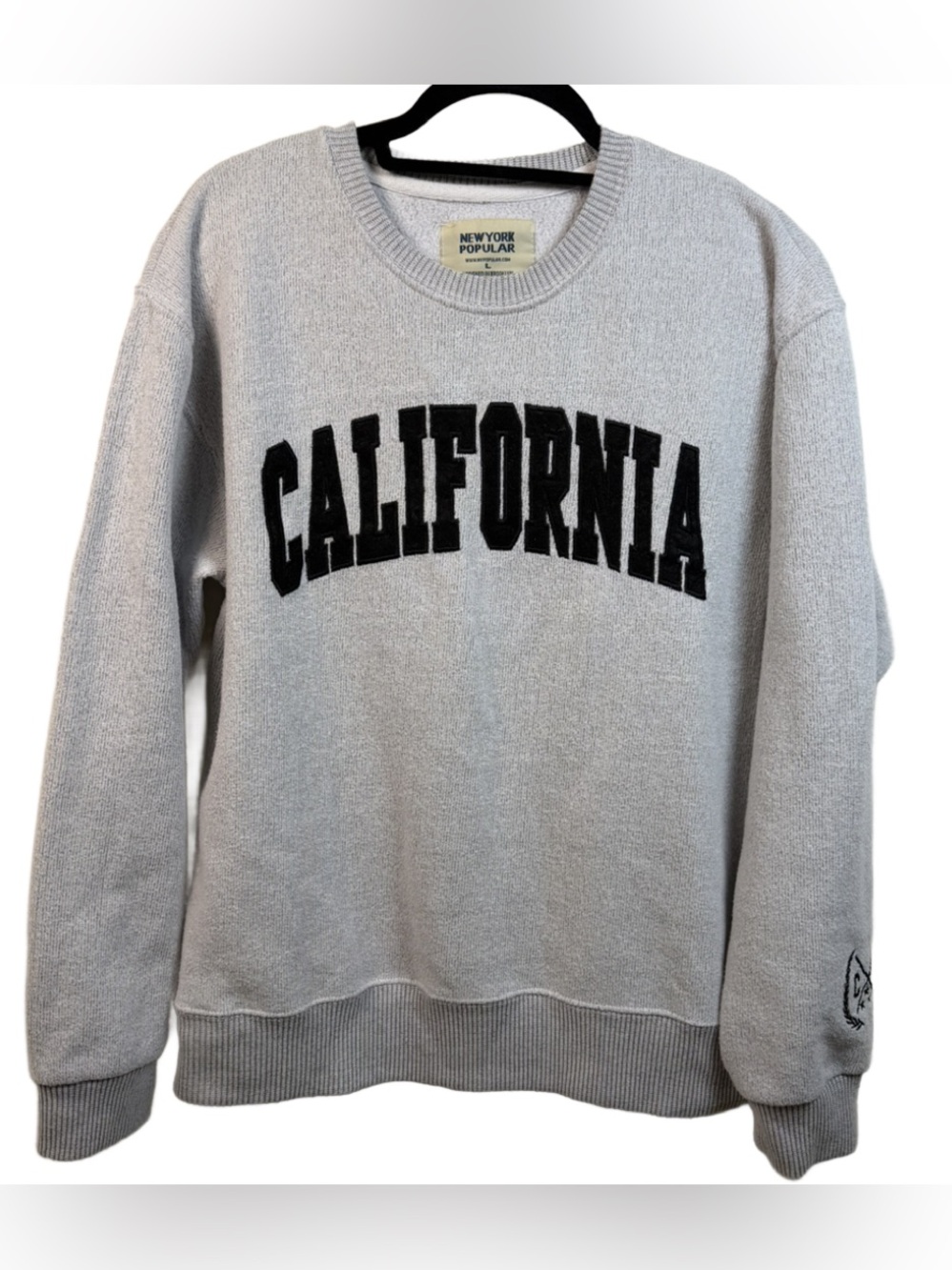 NewYork Popular California Crewneck Sweater - Light Gray with Black Lettering